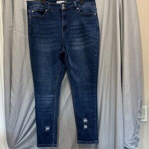 Dark Blue Distressed Women's Jeans